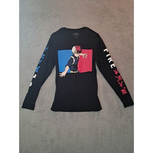 My Hero Academia Shoto Todoroki Fire & Ice Long-Sleeve T-Shirt Men's Small Youth - Picture 2 of 11